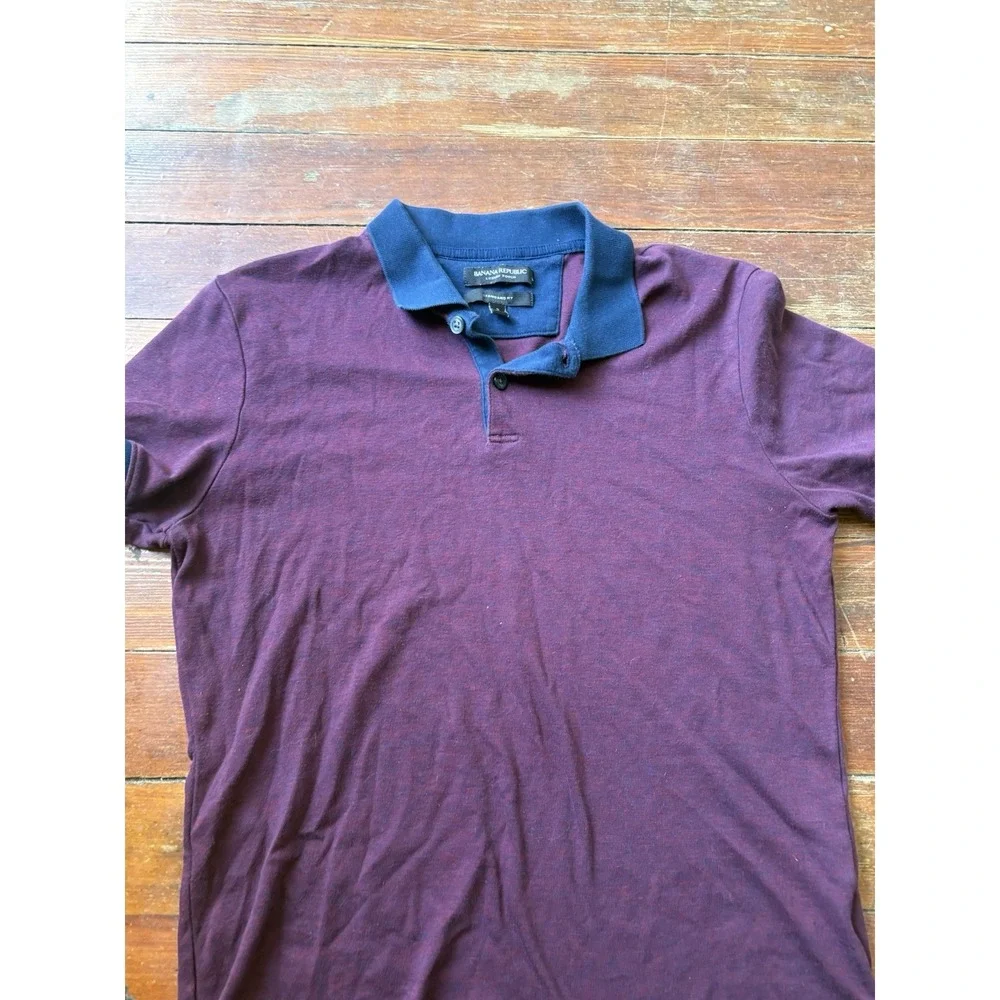 Banana Republic Men Top Small Luxury Touch 100% Cotton Polo Burgundy